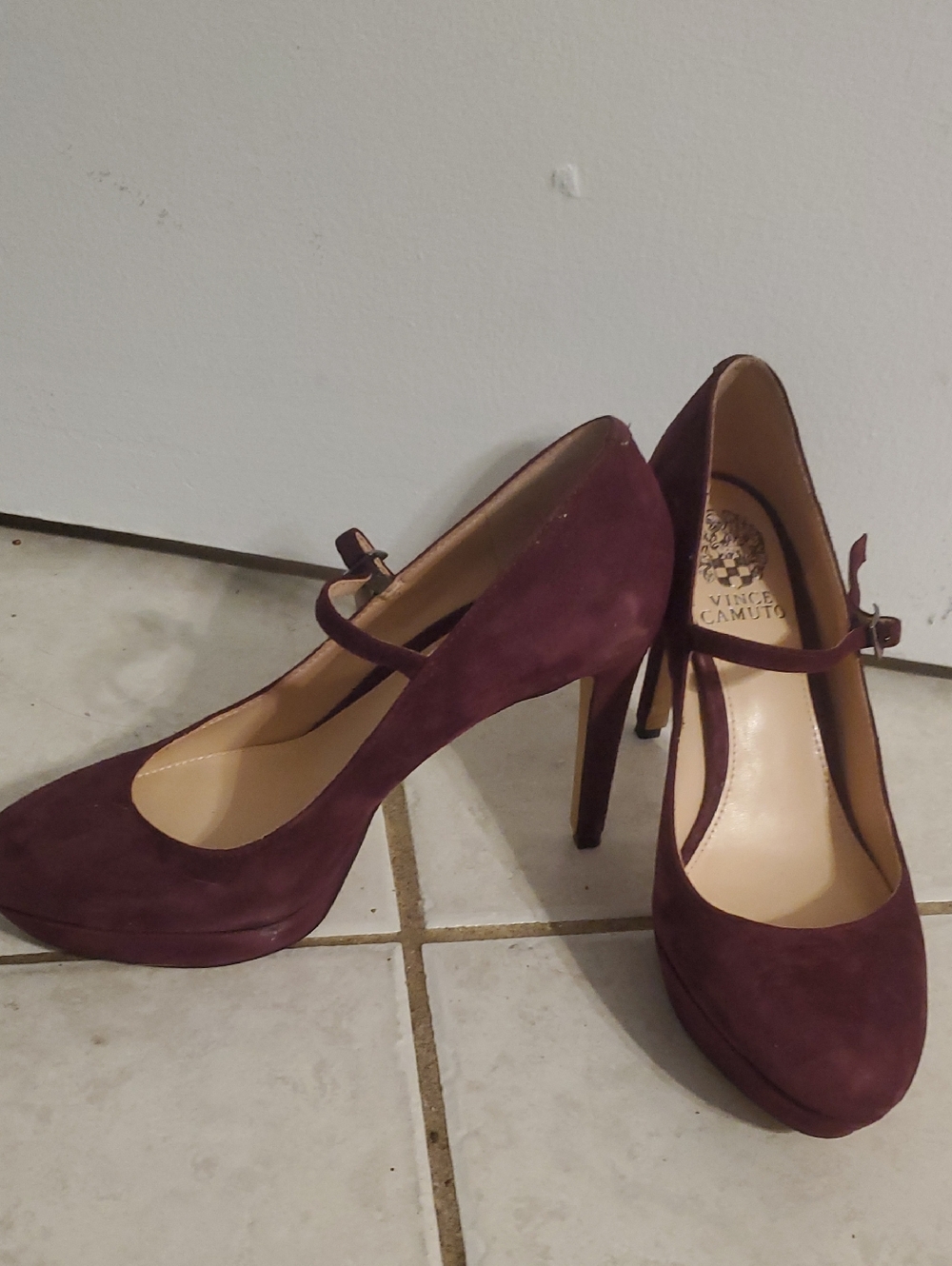 Vince Camuto Plum Suede Mary Jane Heels